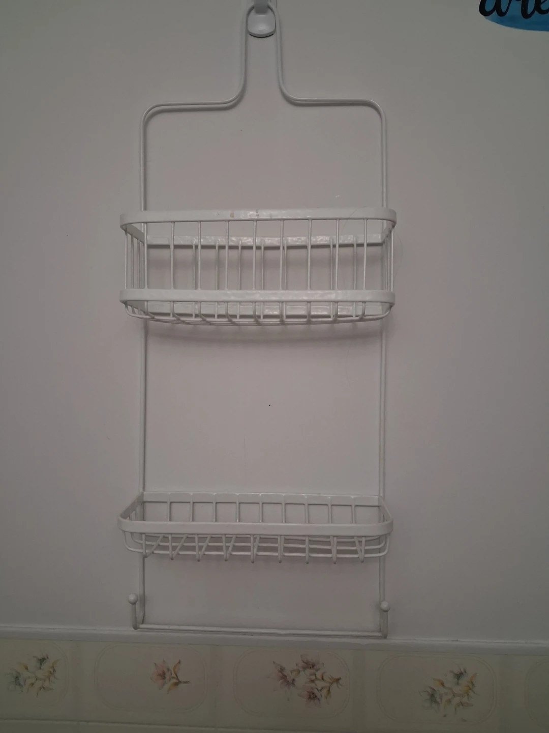 White 2-Tier Shower Caddy with Hooks