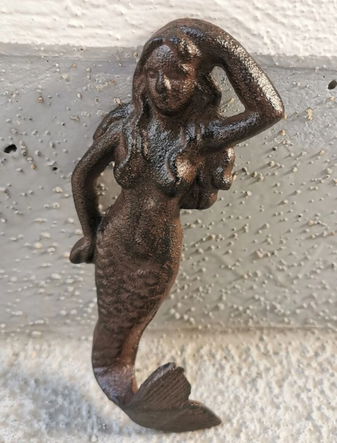 Cast Iron Mermaid Wall Decor Nude Nautical Rustic Hanging Plaque