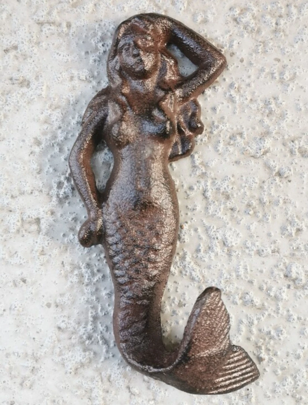 Cast Iron Mermaid Wall Decor Nude Nautical Rustic Hanging Plaque - photo 4
