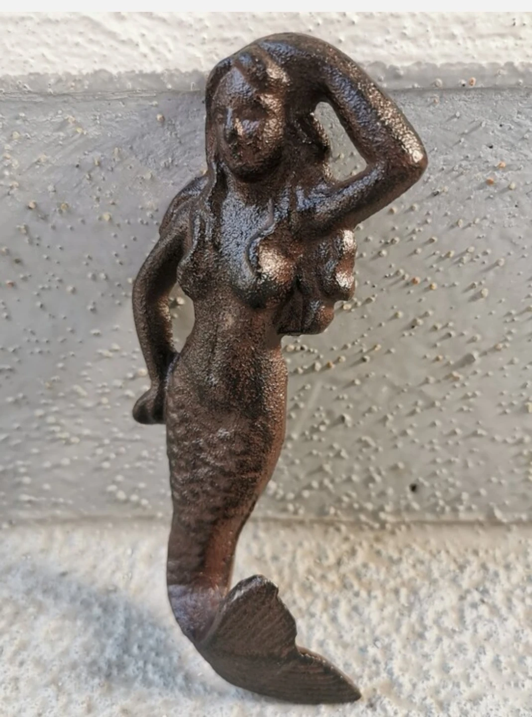 Cast Iron Mermaid Wall Decor Nude Nautical Rustic Hanging Plaque - photo 5