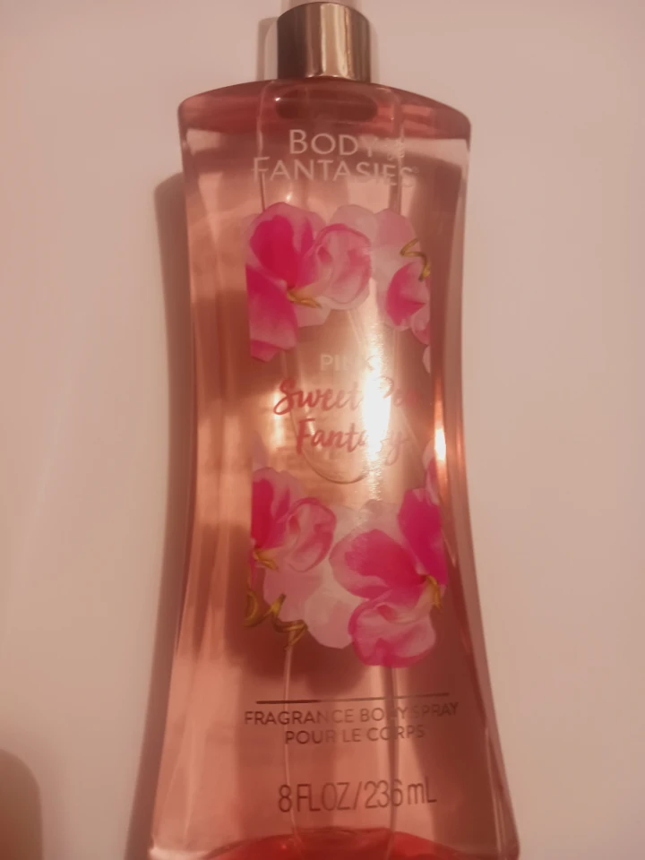 New !!,Body Fantasies Pink Sweet Pea Fantasy Body Mist 8 oz - photo 2