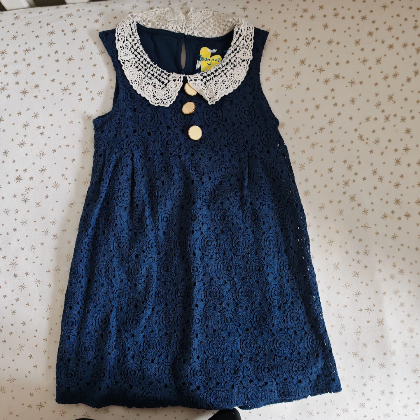 Next Navy Blue Lace Dress with White Collar - photo 2