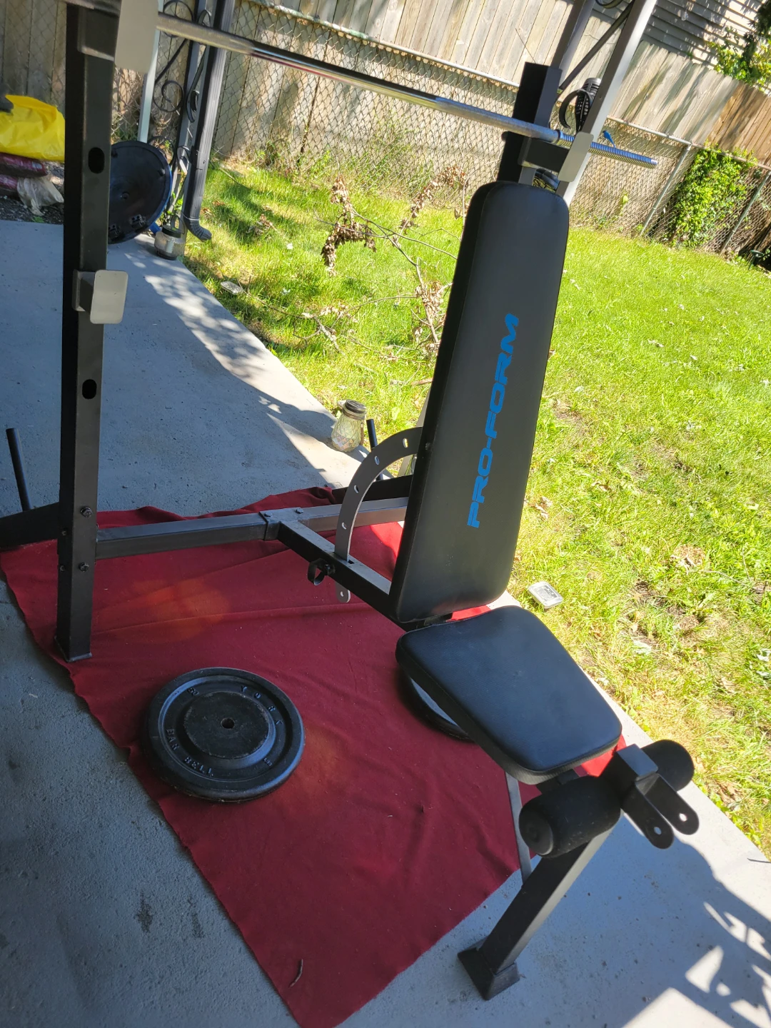 PRO FORM  BENCH WITH INCLINE SAFETY HOOKS