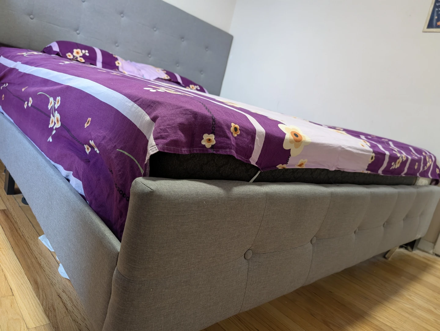 Grey Upholstered Full Bed Frame - photo 2