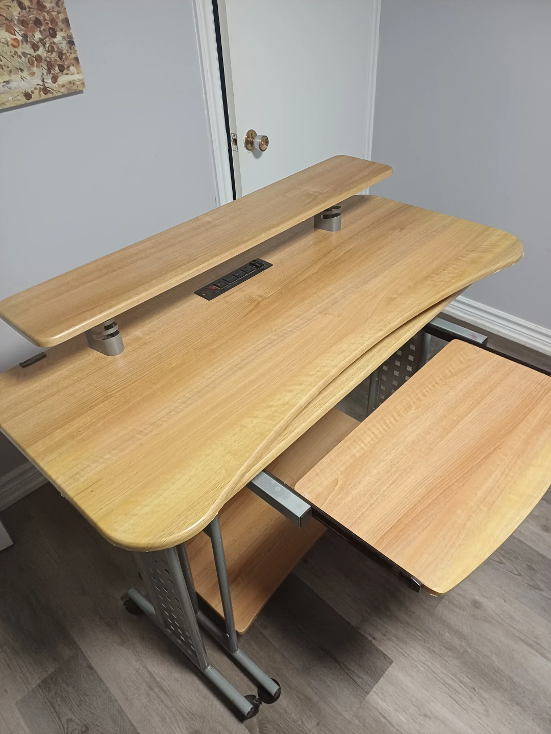Wood Computer Desk with Keyboard Tray - photo 2