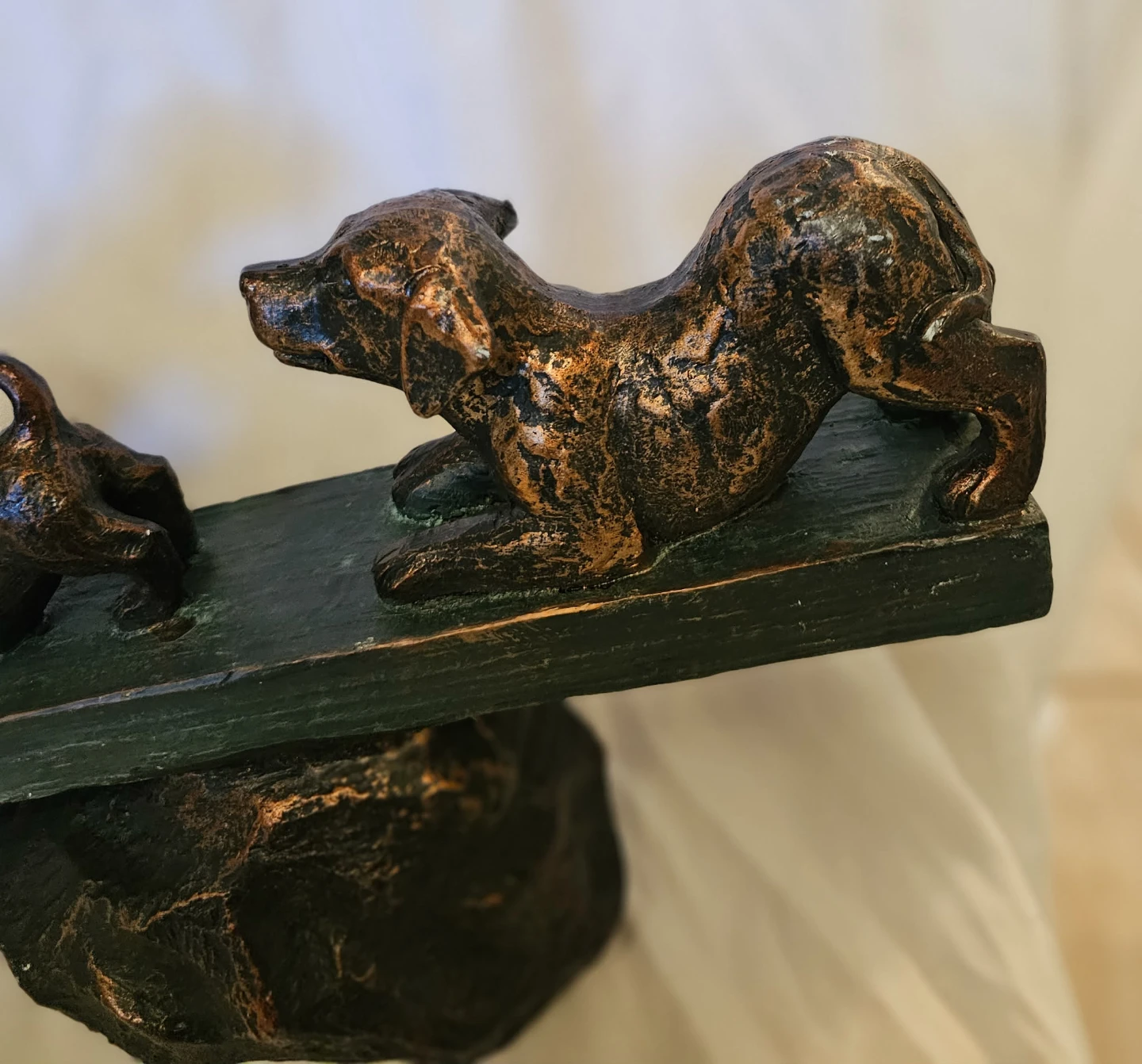 Multi-Coloured 3 Dogs on a See-Saw Statue - photo 3