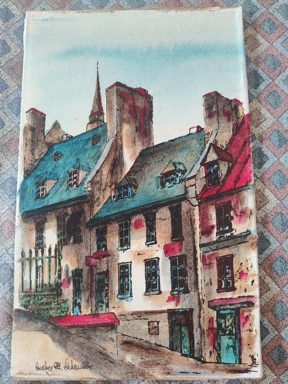 Original Signed Quebec City Street Scene Vintage - photo 2
