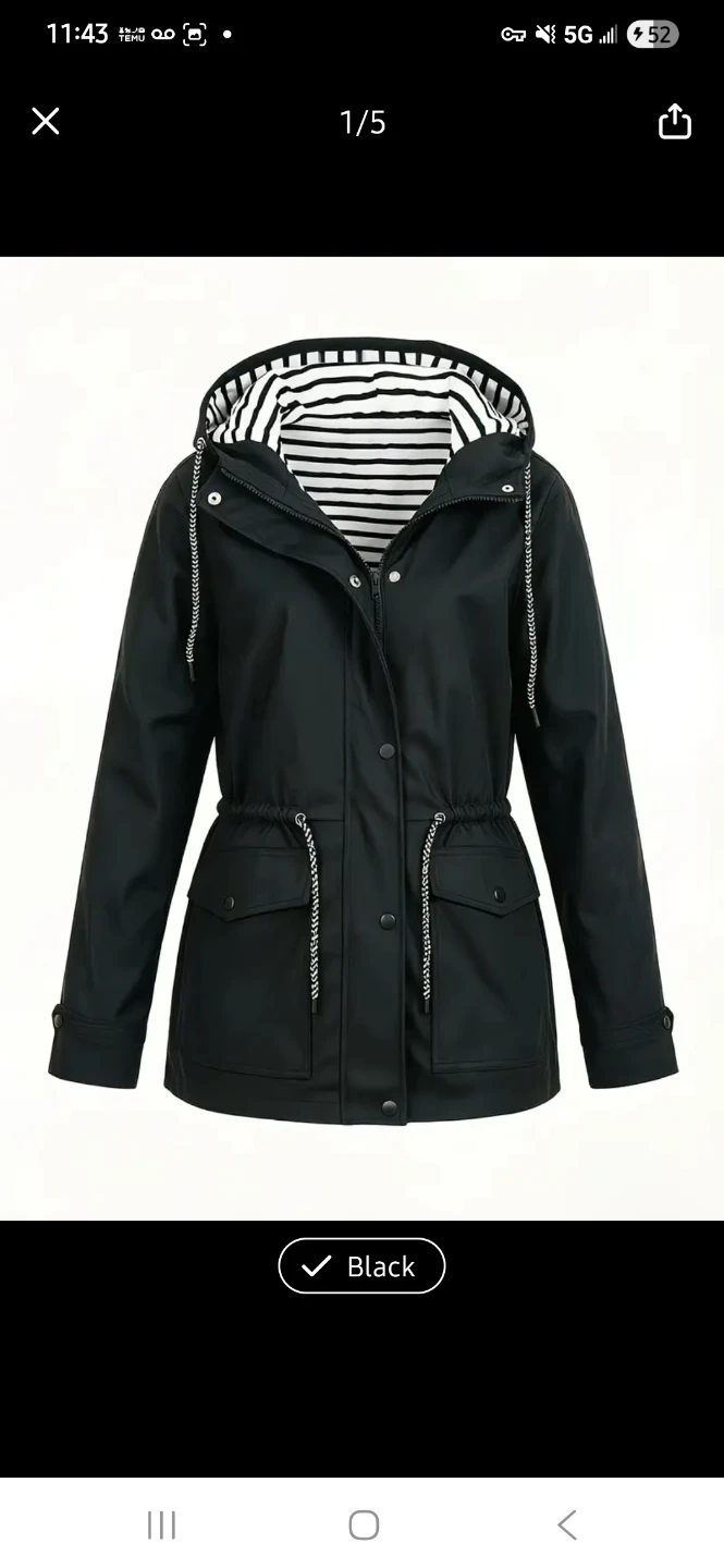 NEW Interior Striped Hooded Rain Jacket 💧
