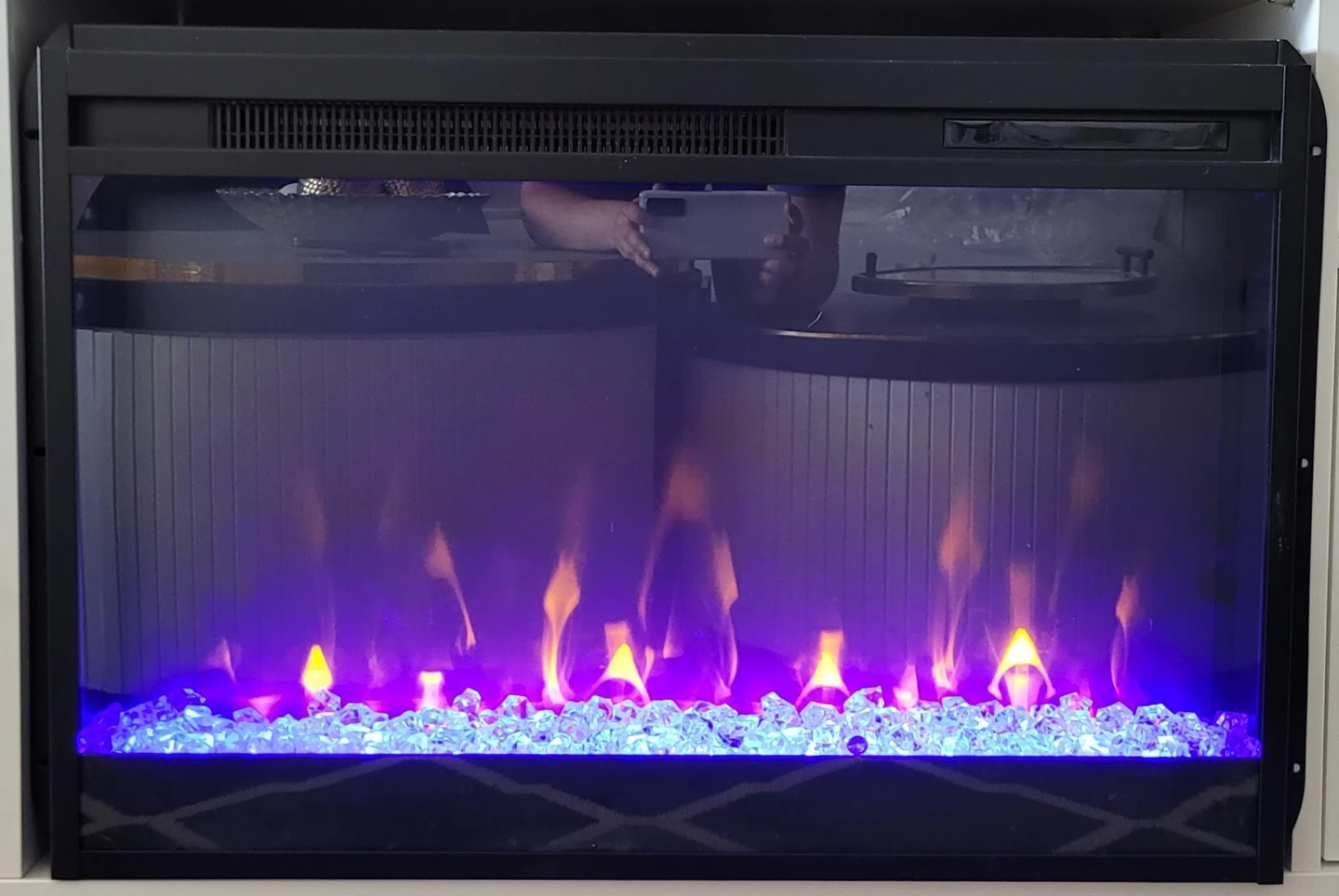 Crushed Diamond Mirror Fireplace Electric - photo 2