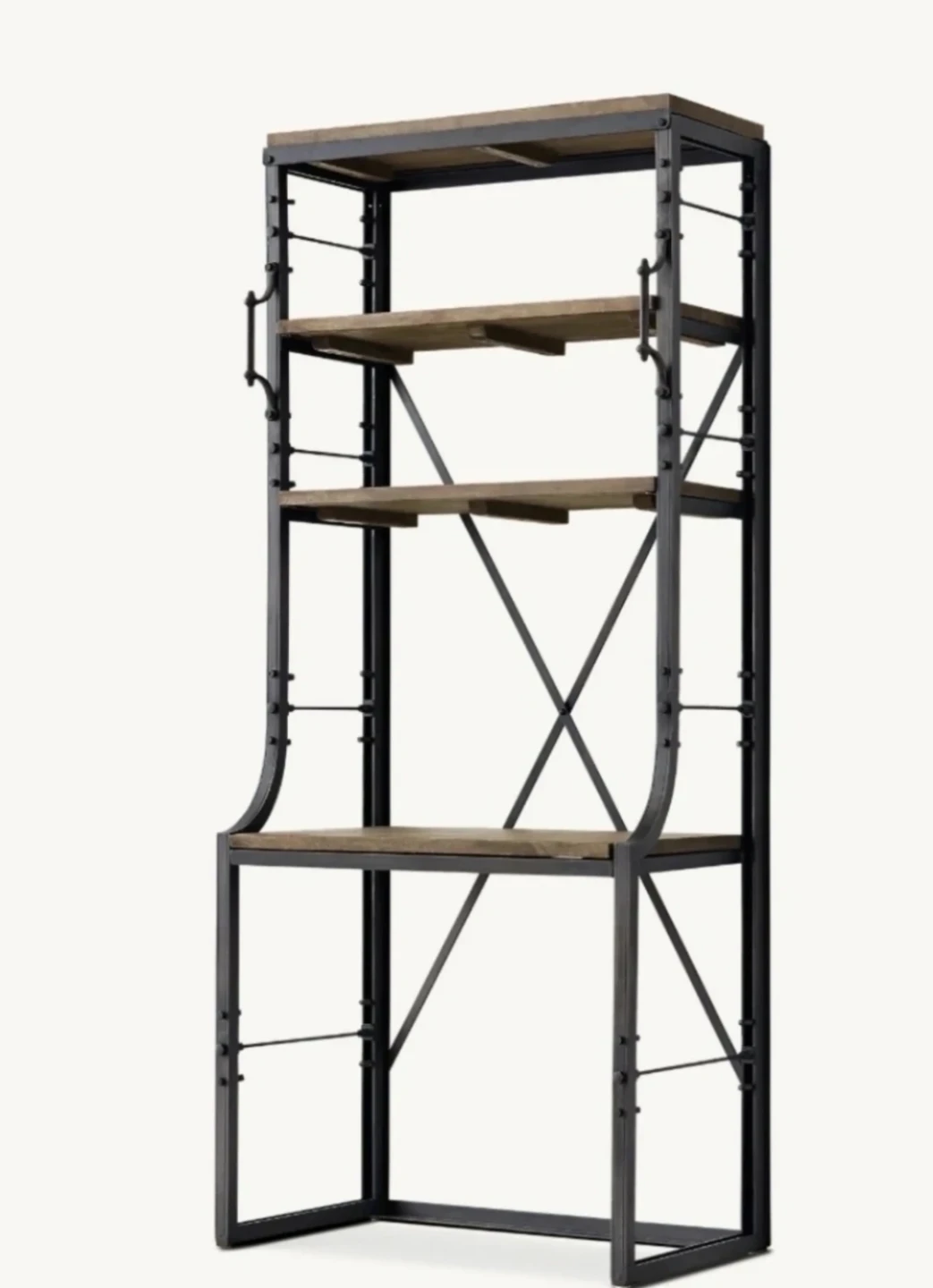 Industrial Metal and Wood Bookcase Desk