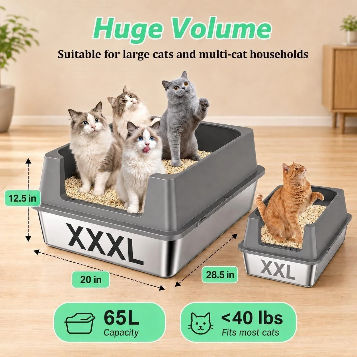 SEALED XXXXL Stainless Cat Litter Box - photo 4