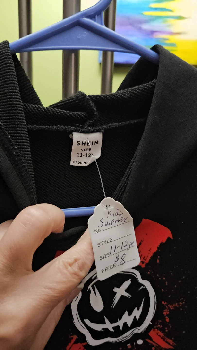 Shein Kids Black Graphic Hoodie 11-12Y - photo 4