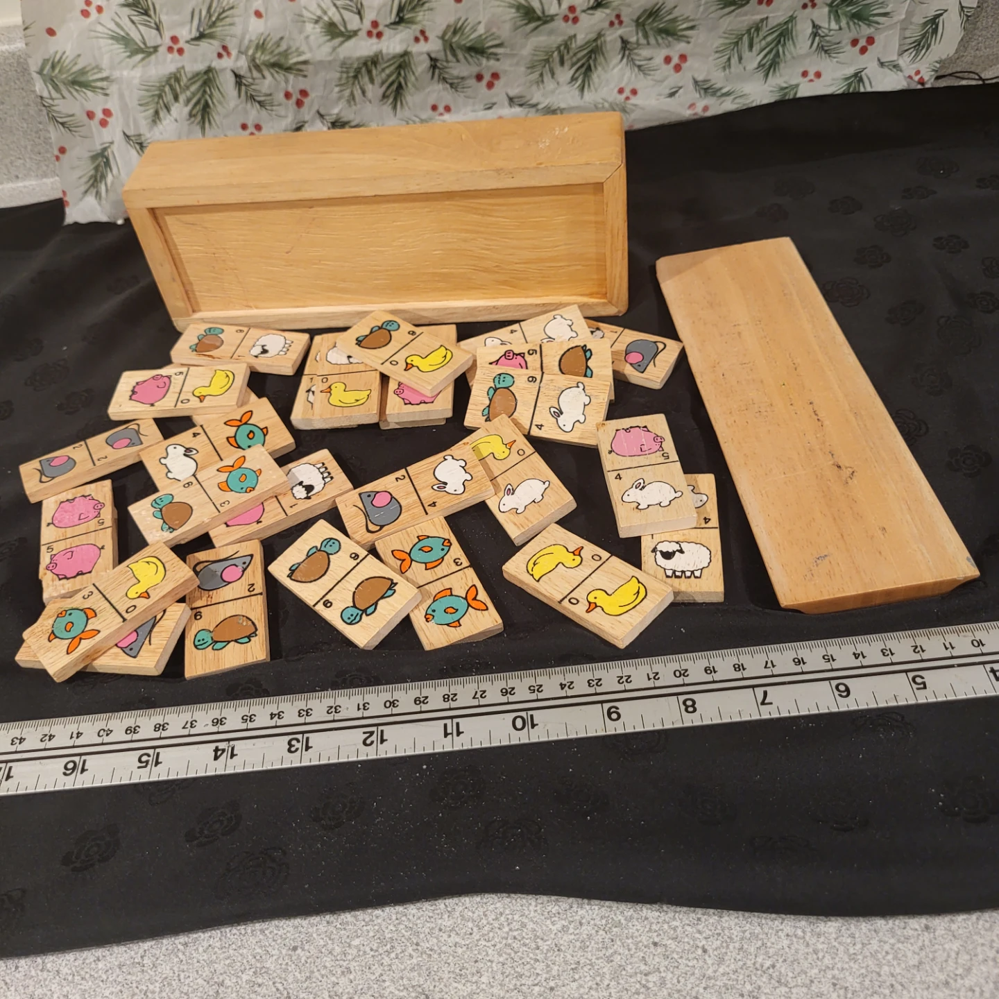 Wooden Farm Animal Dominoes Game with Box - photo 2