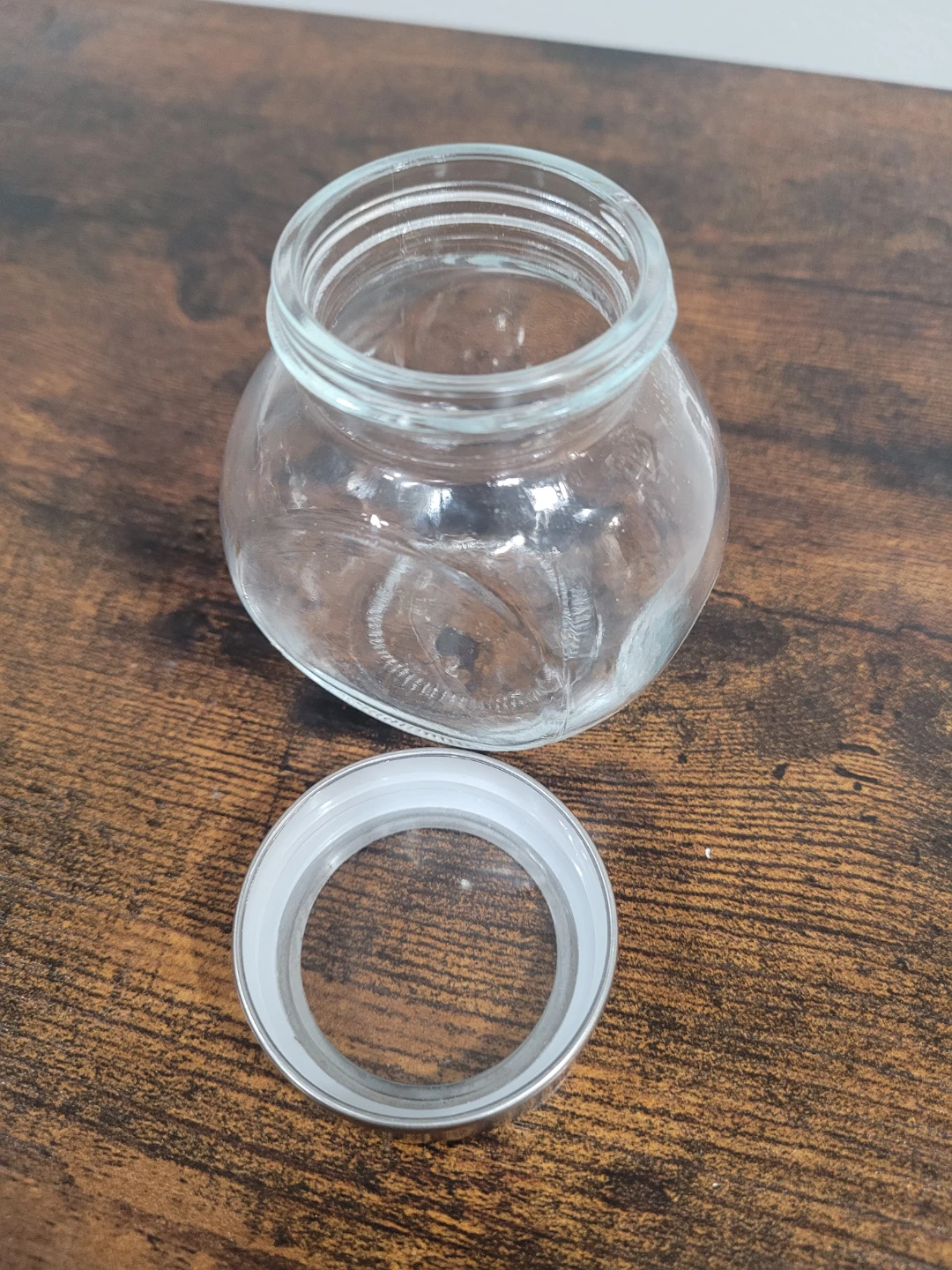Small Clear Glass Jar with Silver Lid - photo 3