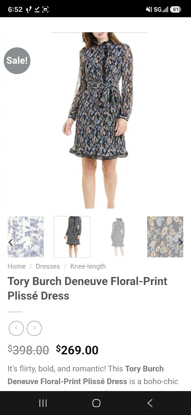 Size 12 (L/XL) Tory Burch Deneuve Floral Plissé Pleated Dress - photo 2