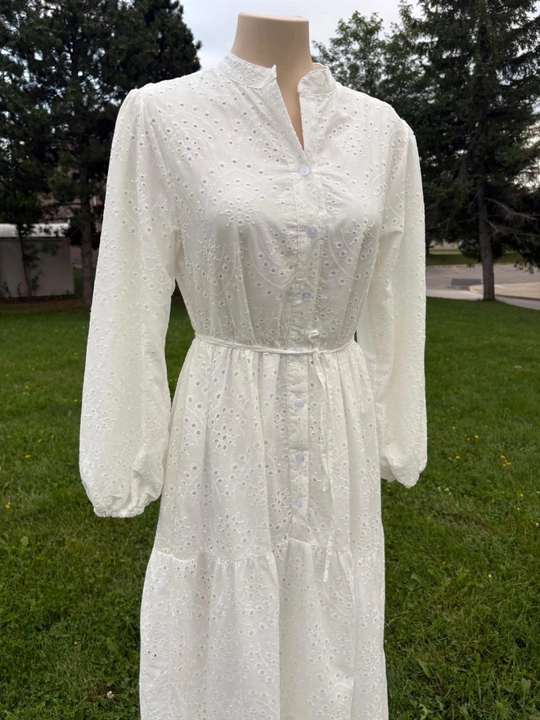 White Broderie Anglaise Midi Dress - photo 2