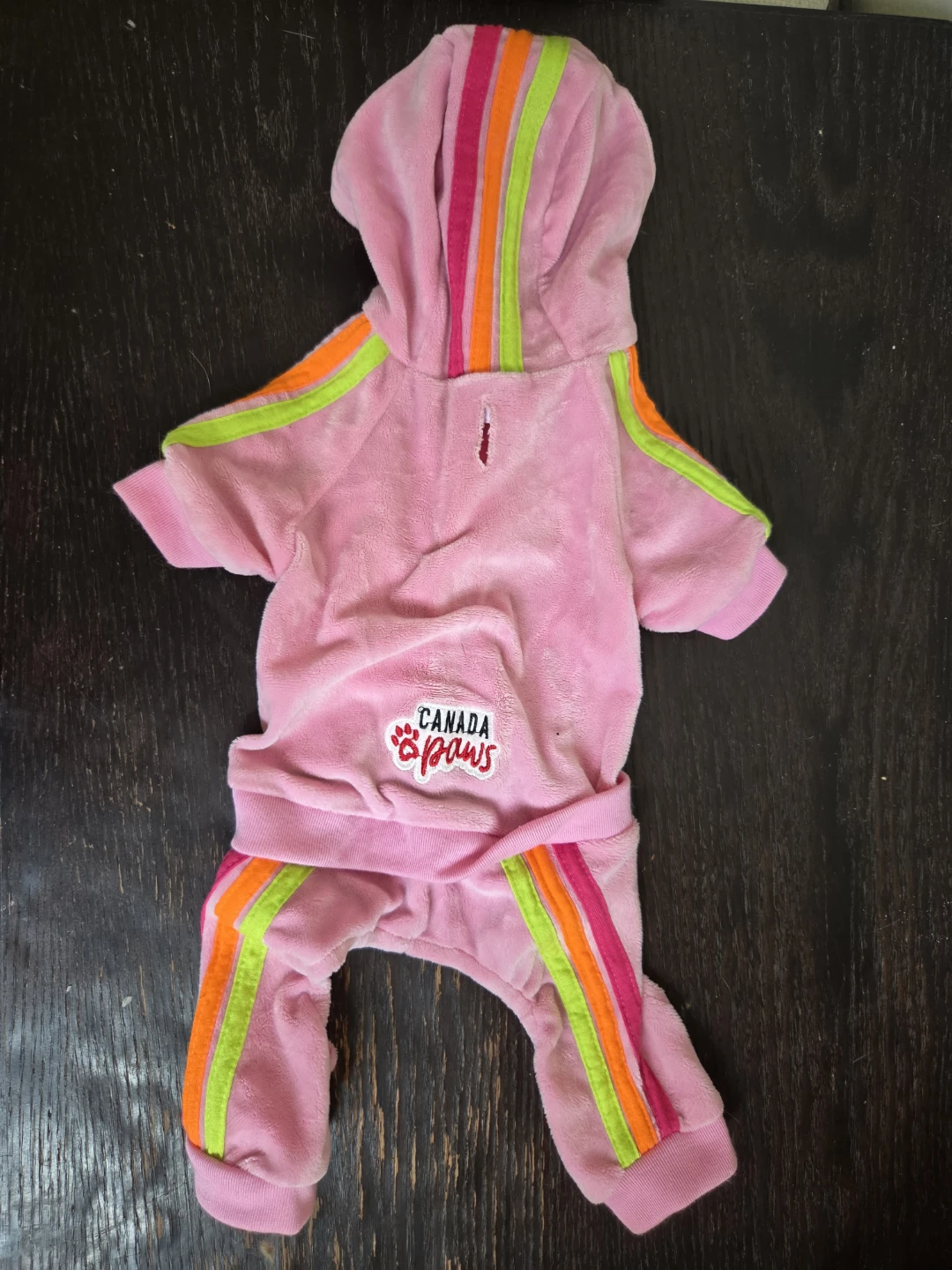 Canada Paws Pink Velour Dog Hoodie Jumpsuit