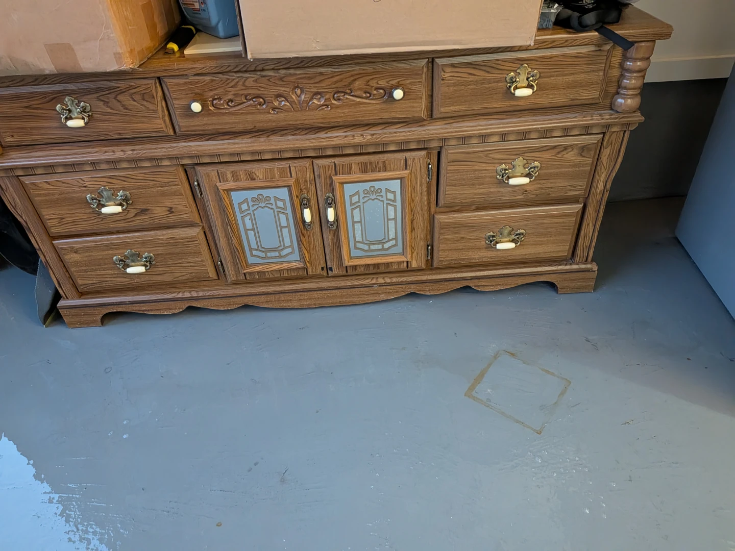 Wooden Dresser with Drawers and Cabinets - photo 2