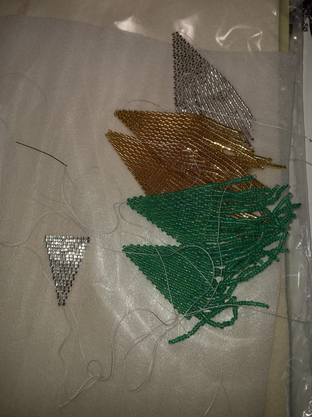 Beaded Fringe Earrings (Gold, Green, Silver) - photo 2
