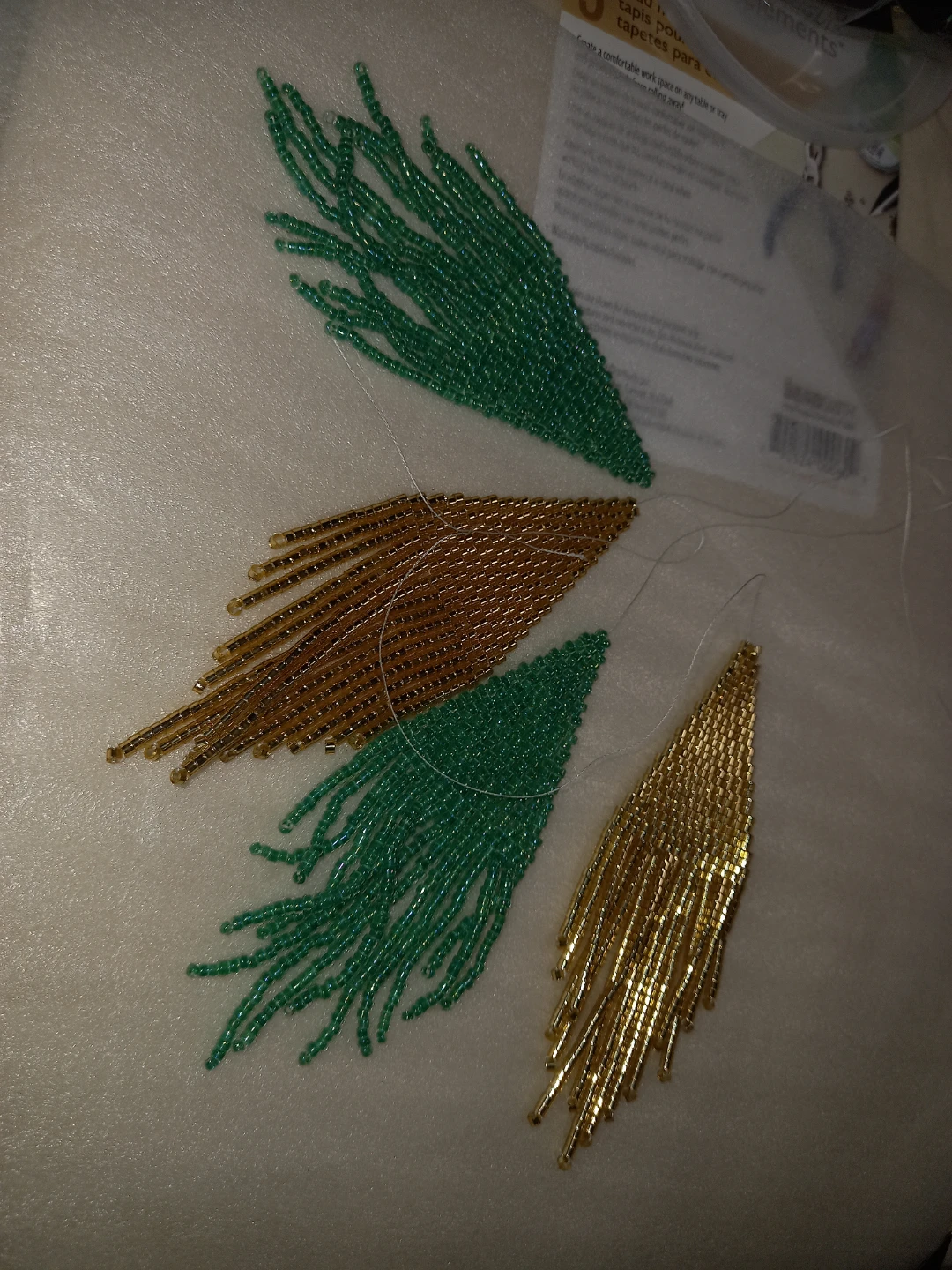 Beaded Fringe Earrings (Gold, Green, Silver) - photo 3