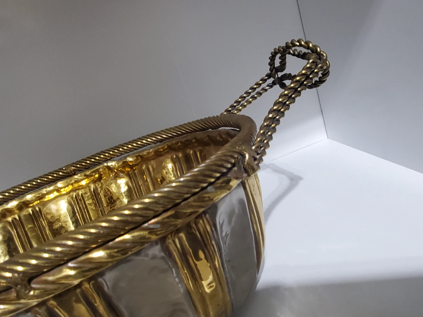 Decorative Brass & Silver Metal Basket with Handles - photo 4
