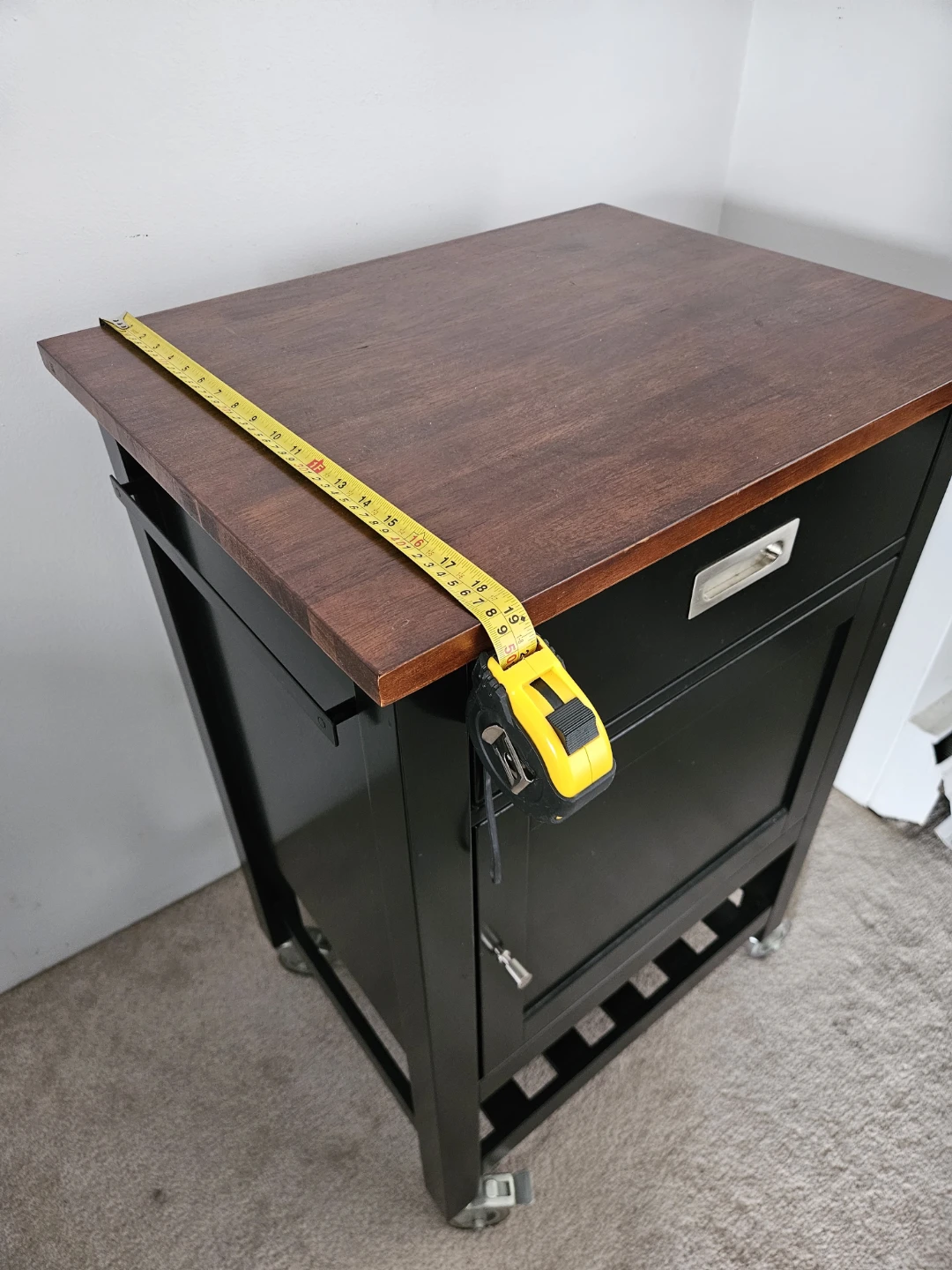 Black Kitchen Cart with Wood Top - photo 2