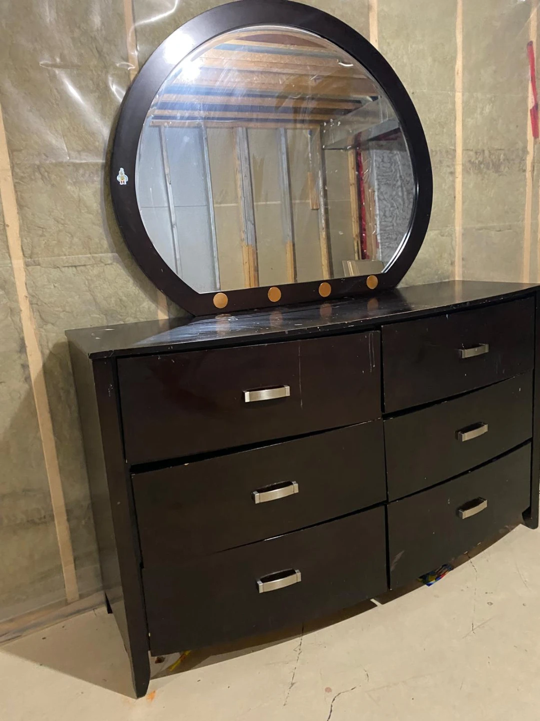 Dark Brown Dresser with Mirror