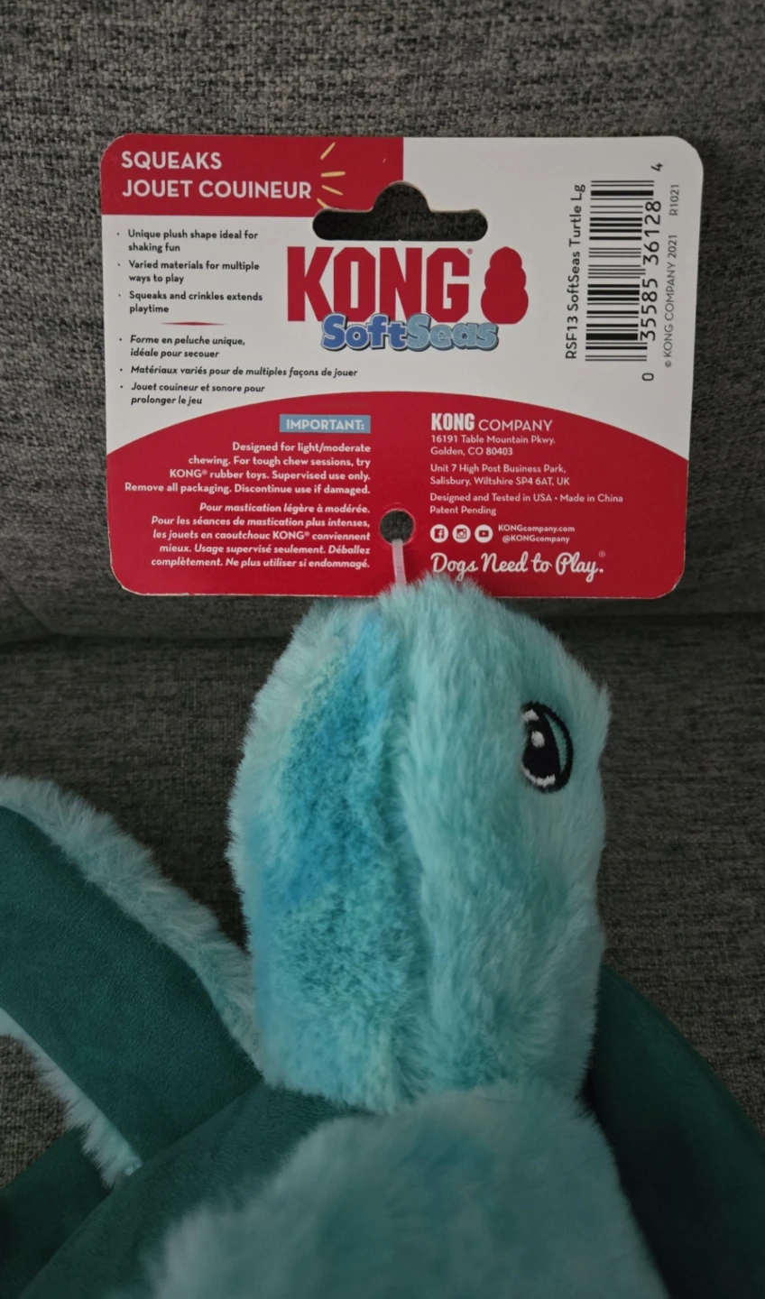Kong SoftSeas Turtle Plush Squeaker Crinkle Dog Toy - Large - photo 4