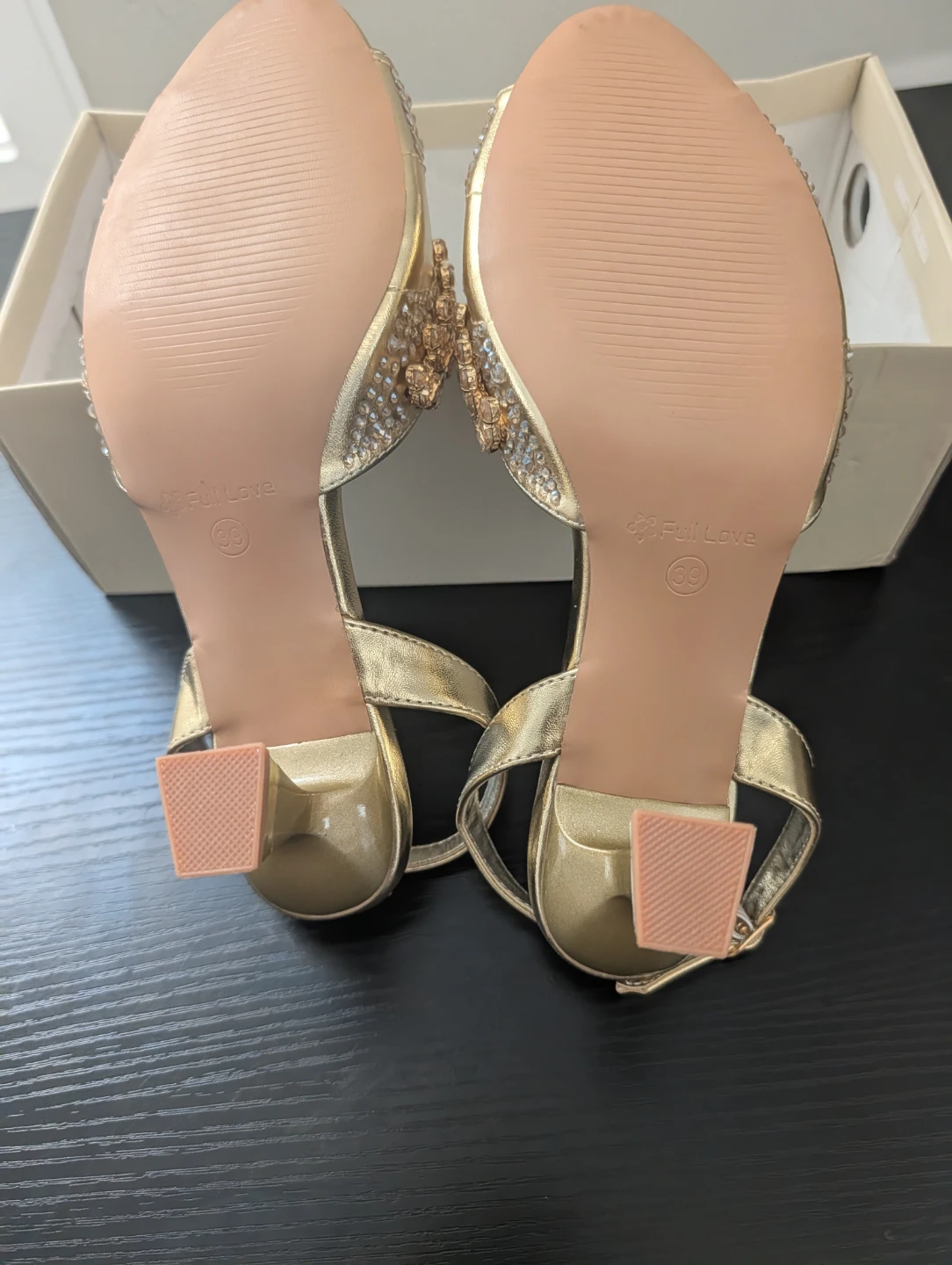 Full Love Gold Embellished Heels Size 38 - photo 3