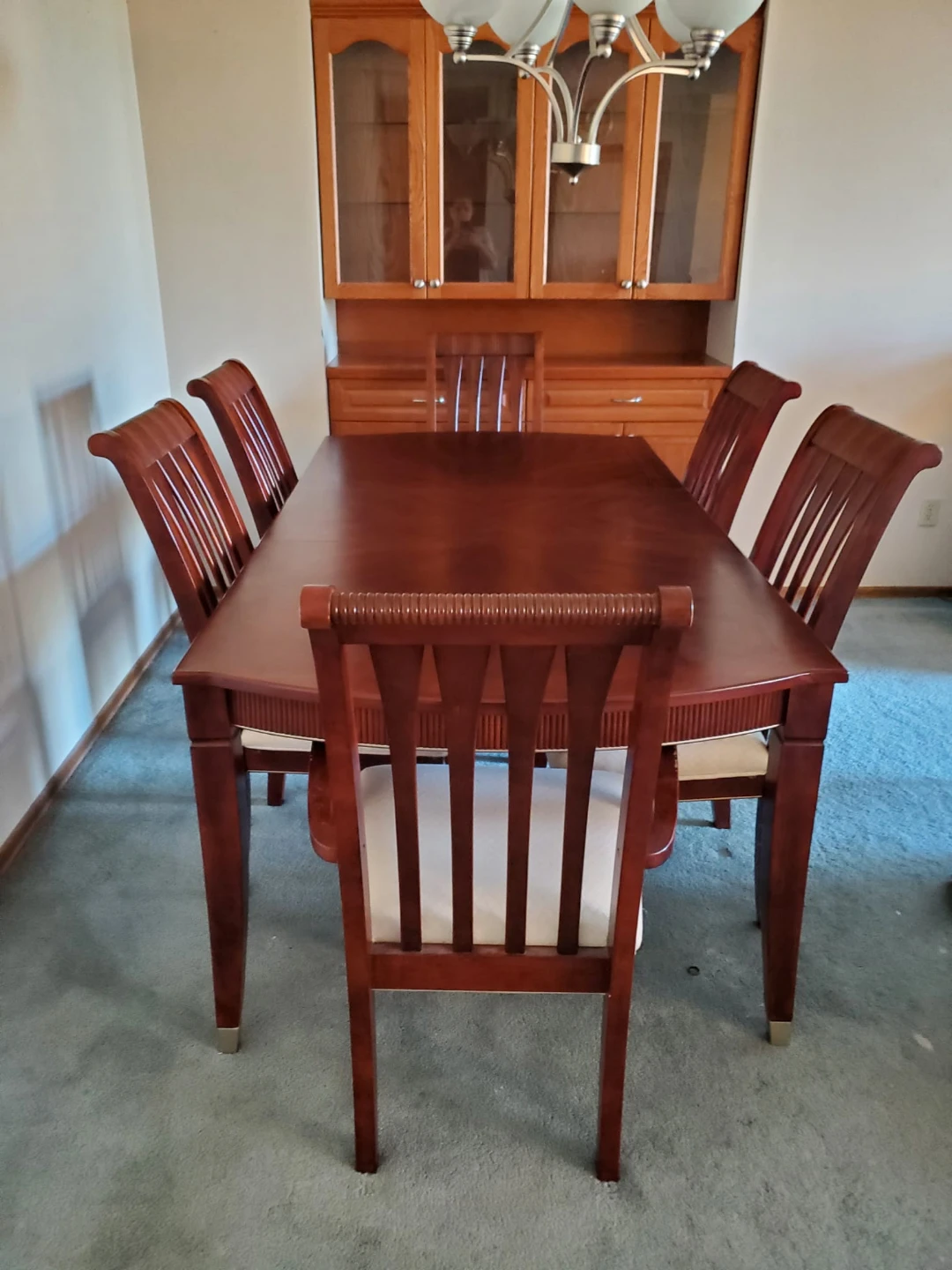 Cherry Wood Dining Table and Chairs Set