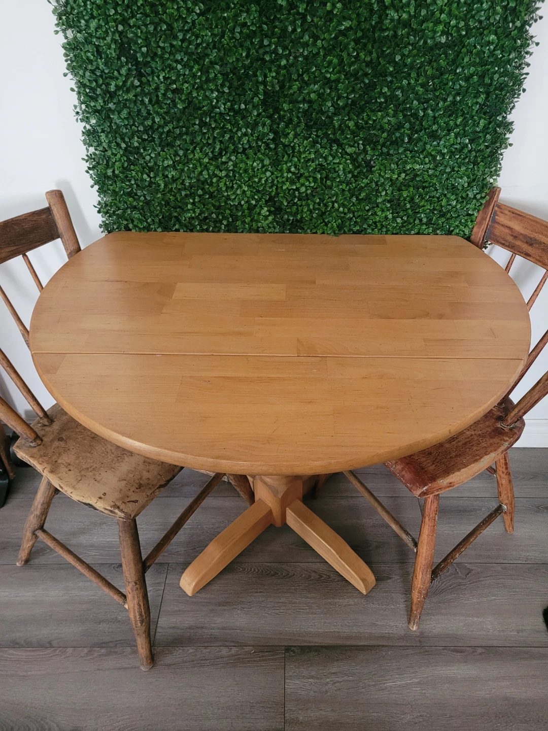 SOLID WOOD 36" Round DUAL DROP LEAF Pedestal Table (NO CHAIRS) - photo 2