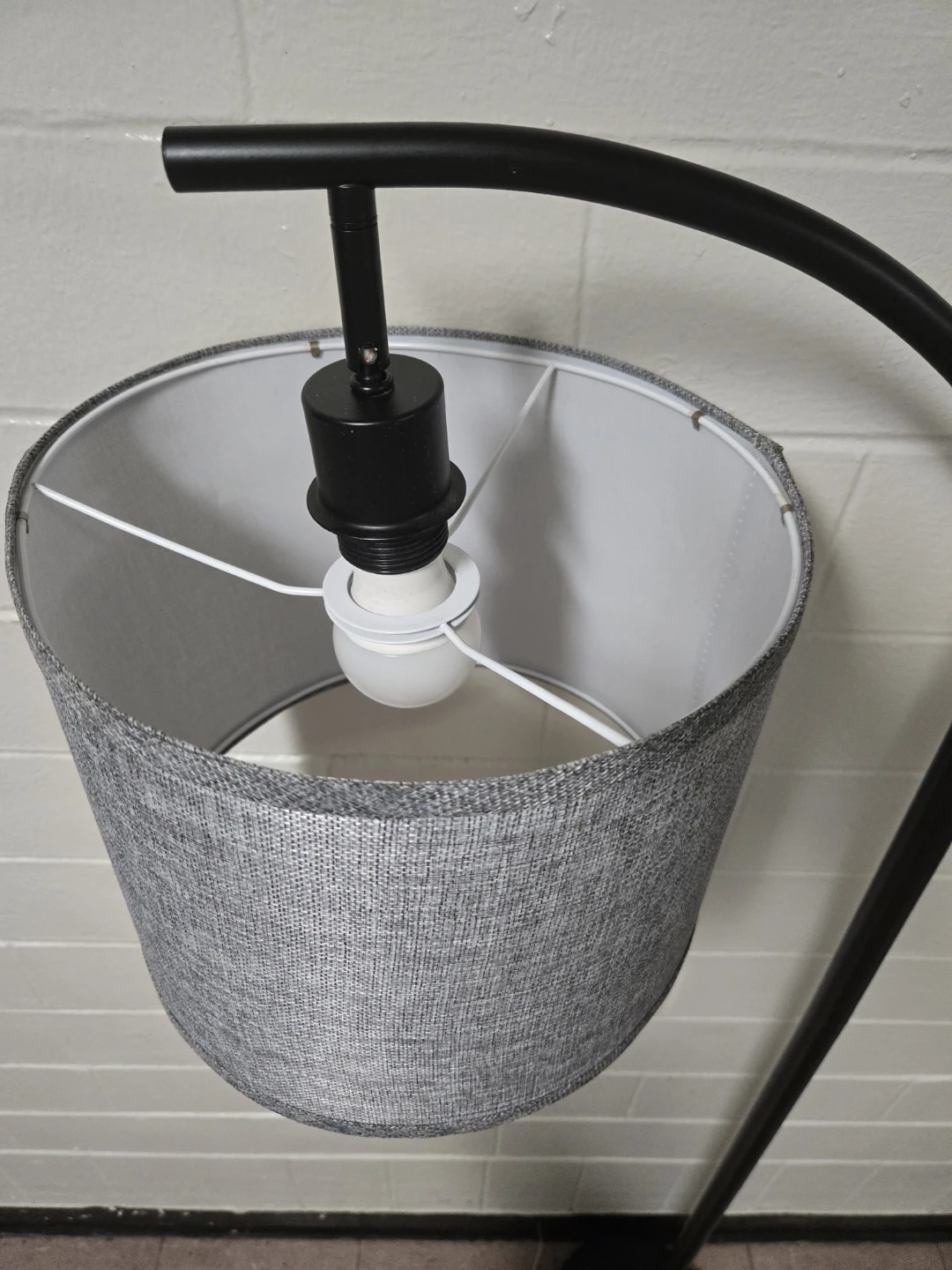 Gray Arc Floor Lamp with Fabric Shade - photo 2