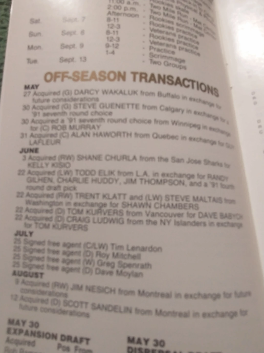 Rare Defunct Minnesota North Stars 1991-92 Training Camp Guide - photo 2