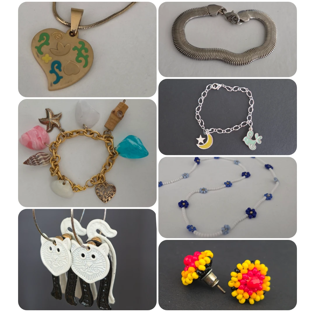 Mix of bracelets, earings and necklace