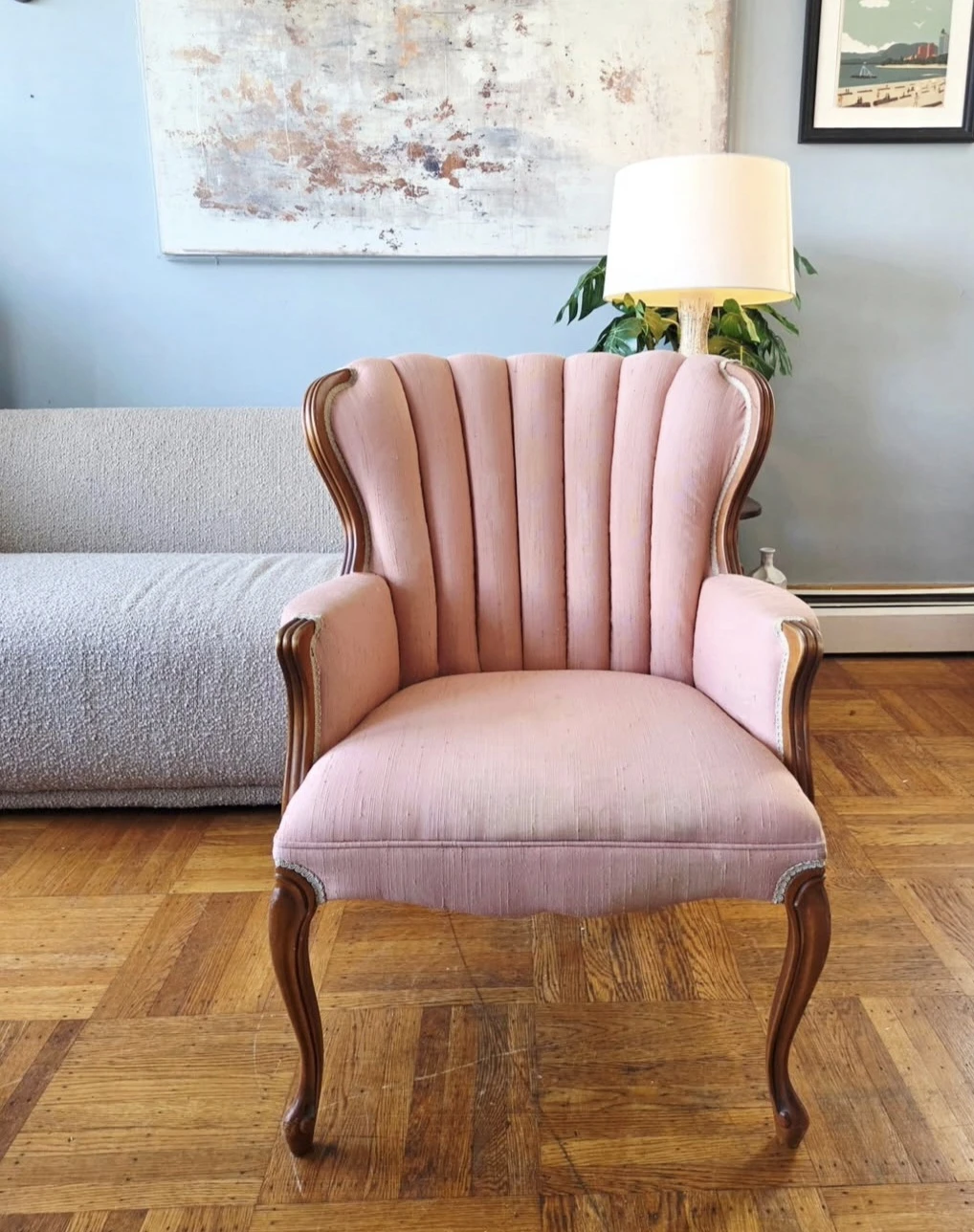 Vintage Coral Pink Channel/Clam Armchair (Delivery Available) - photo 2