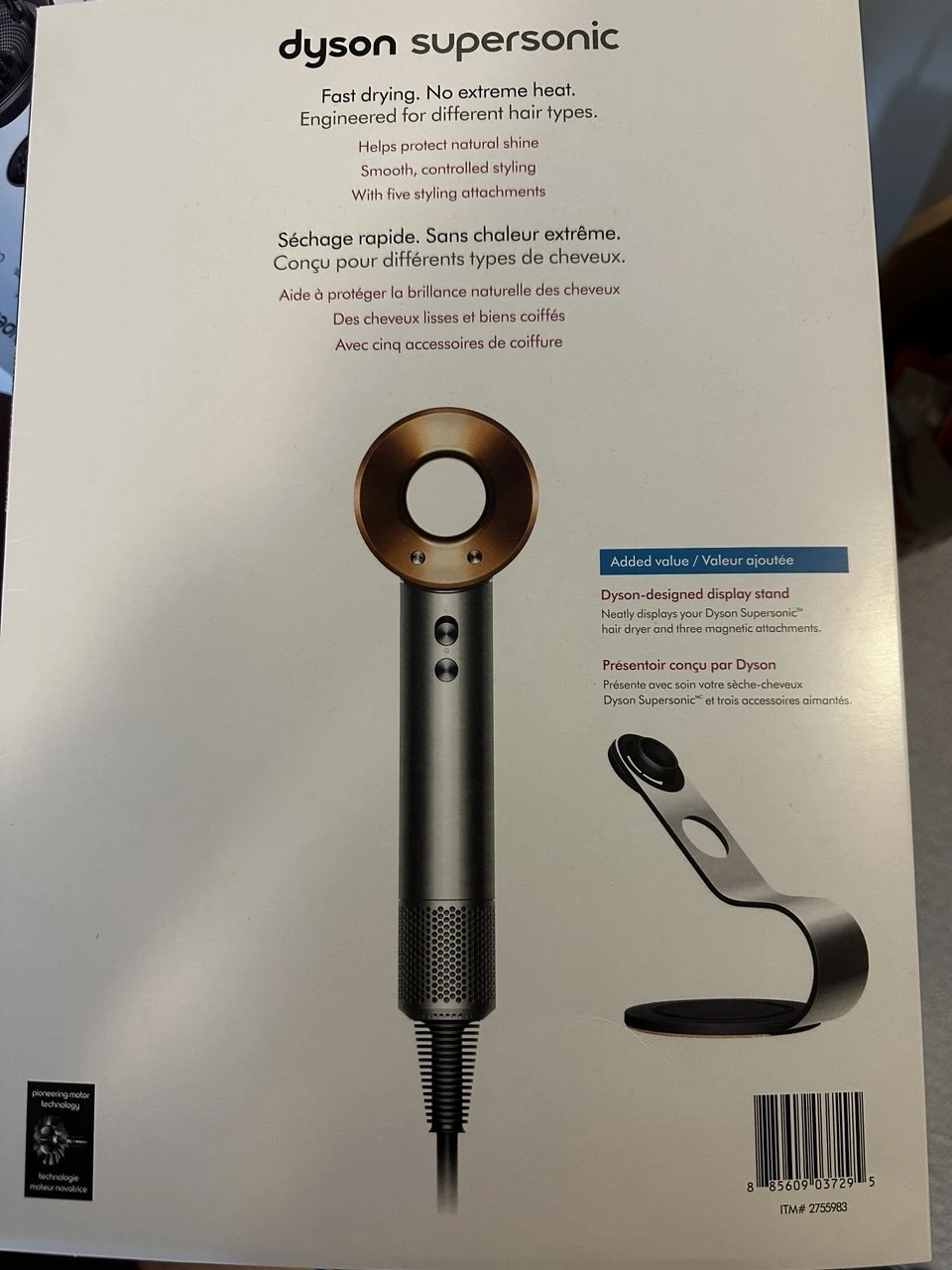 Authentic Dyson Supersonic Hair Dryer (Nickel/Copper) w/ Stand