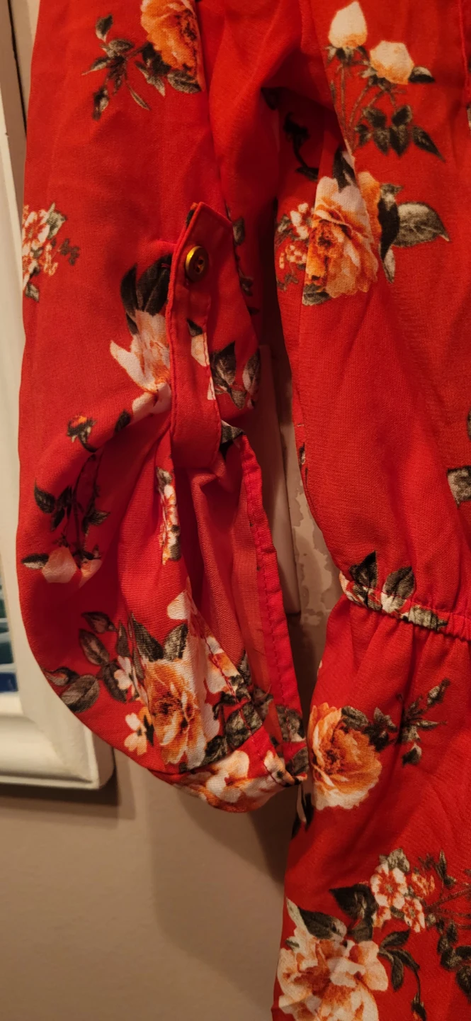 Womens Red and Black Floral Print Blouses - photo 3