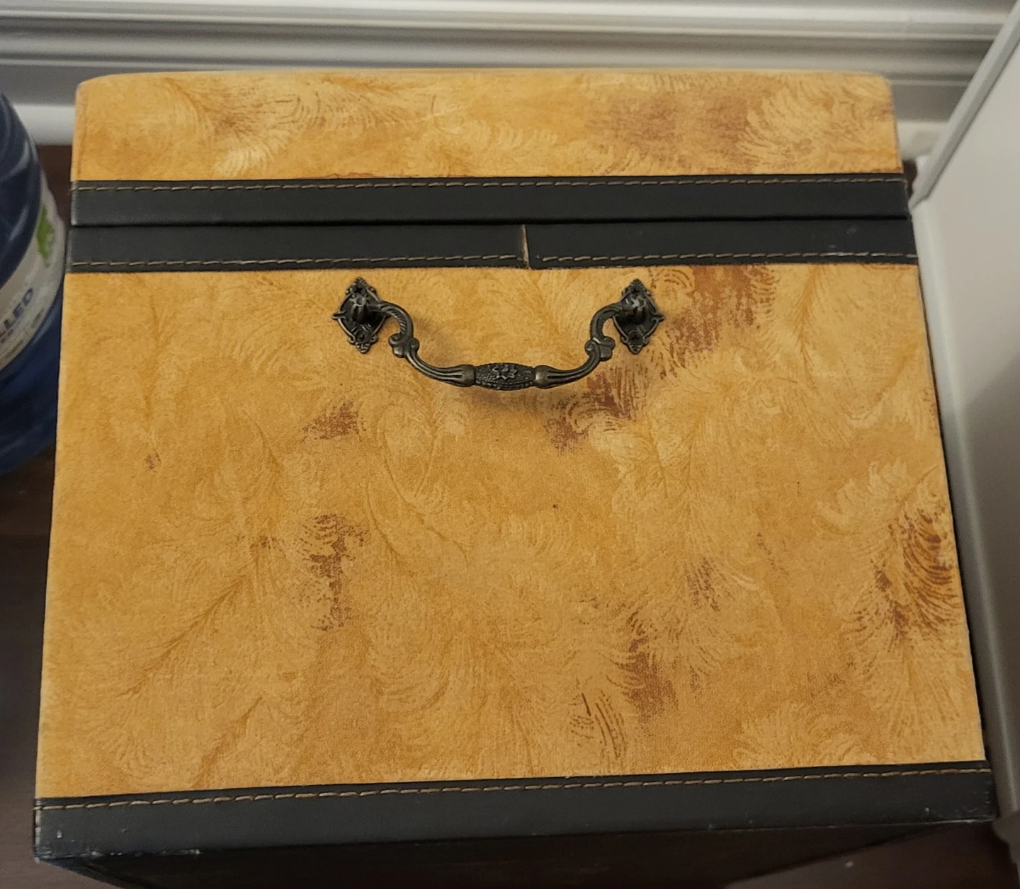 Vintage Style Velvet Feather Pattern Storage Trunk - photo 5