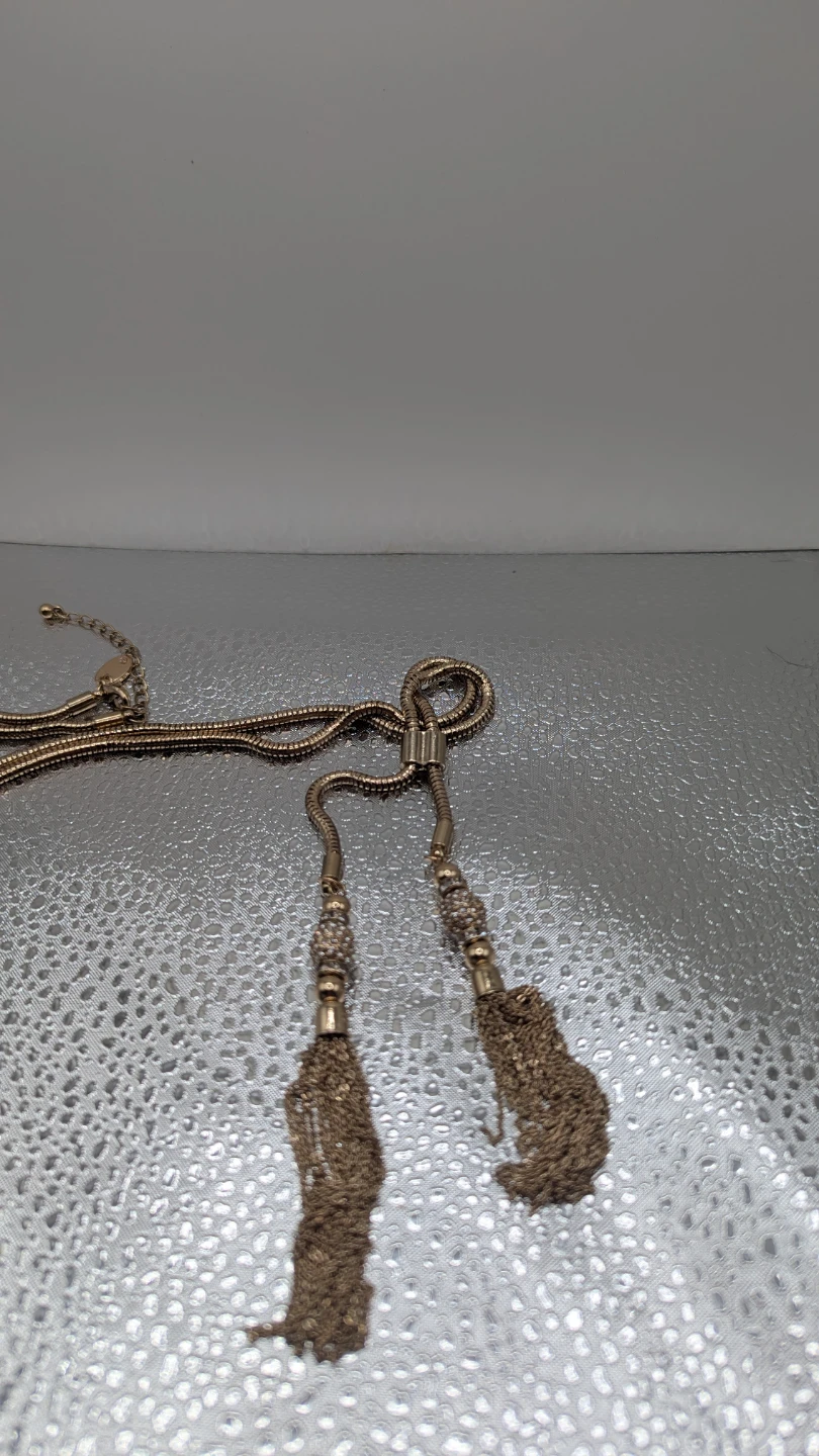 Gold-tone necklace with tassel ends - photo 3