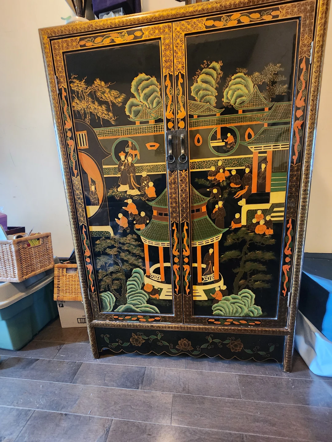 Black Lacquered Asian Inspired  Cabinet - photo 2