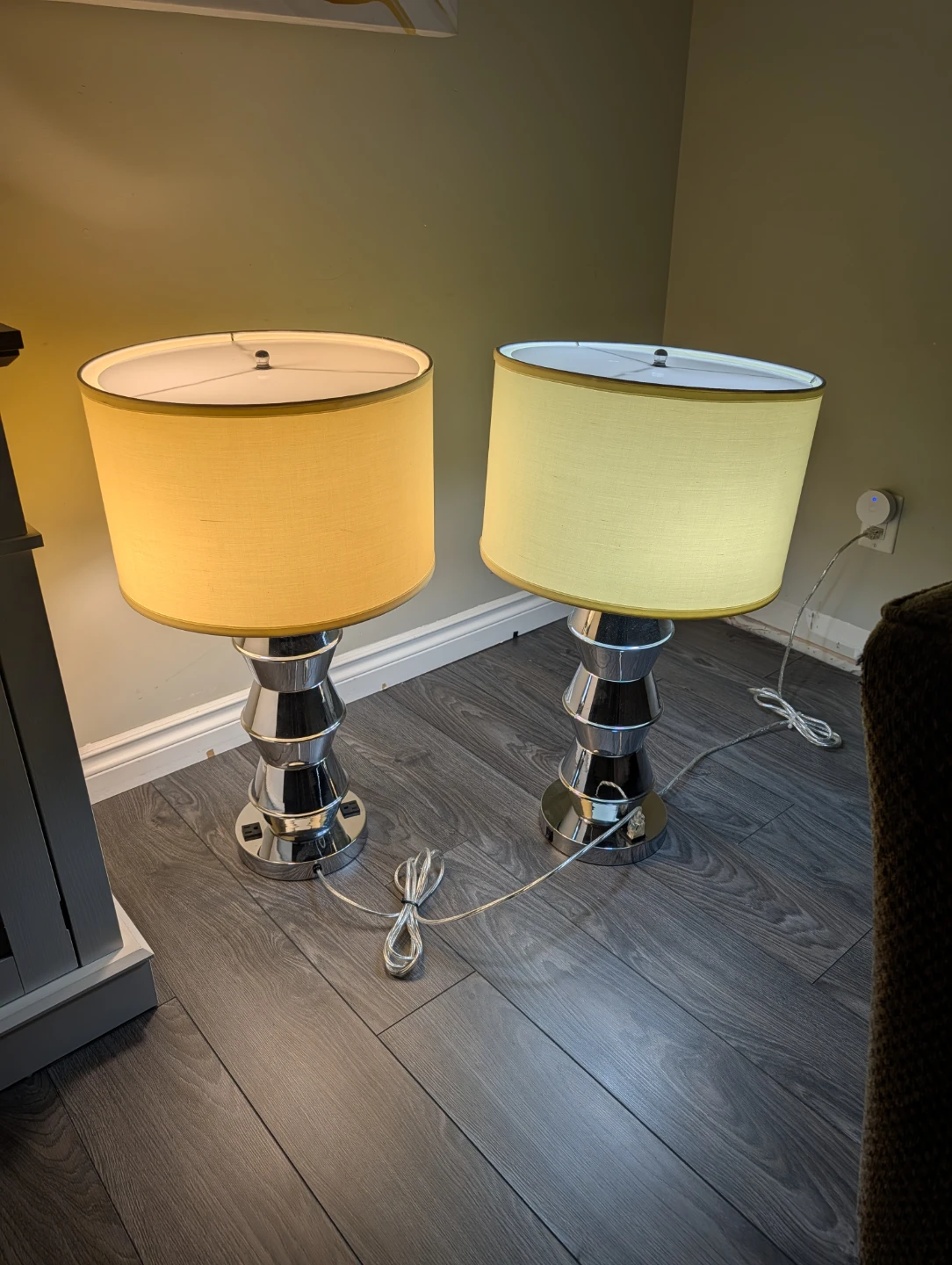 Pair of Modern Chrome Table Lamps