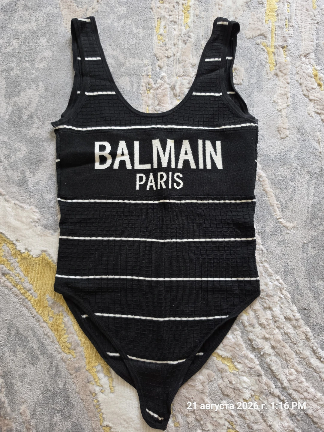 Balmain Paris Logo Knit Bodysuit Size 36