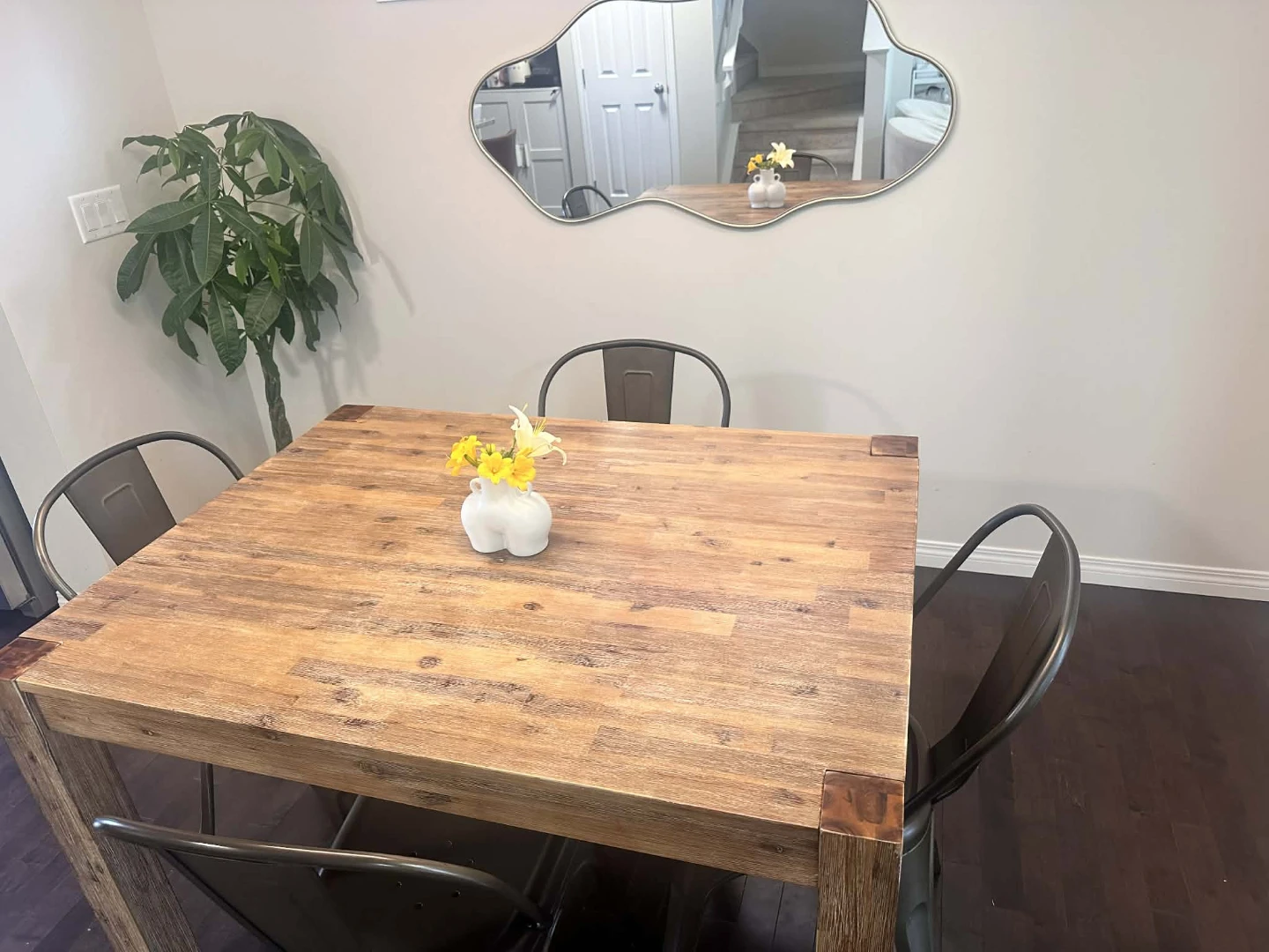 Rustic Wooden Dining Table with 4 Metal Chairs - photo 3