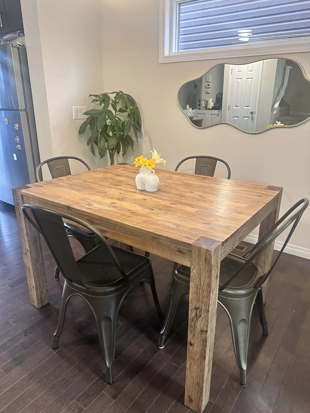 Rustic Wooden Dining Table with 4 Metal Chairs - photo 4