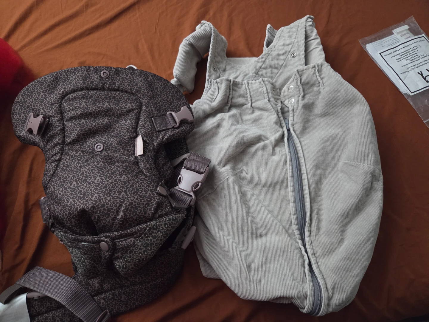 Baby Carrier & Corduroy Overalls Set