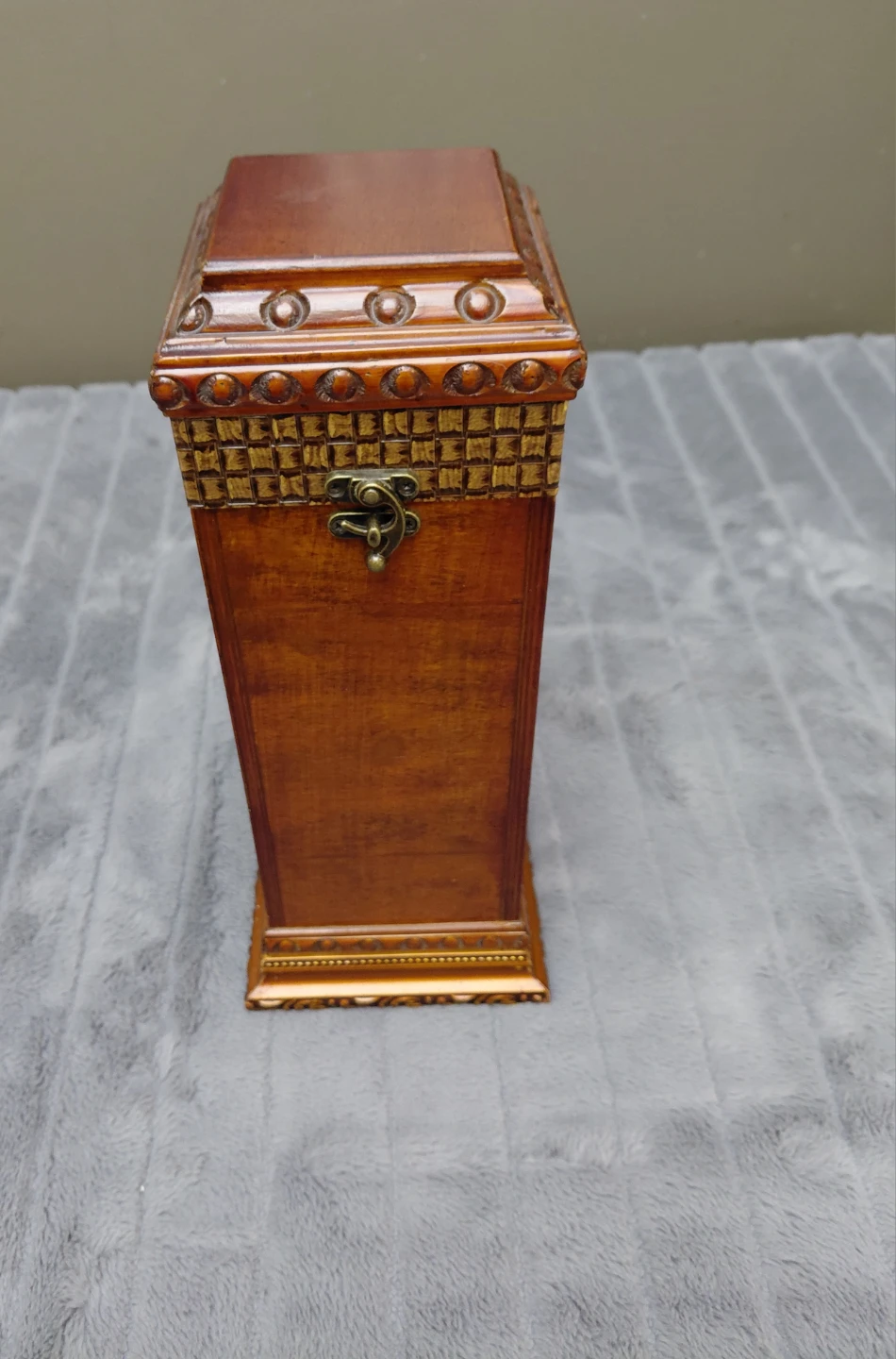 Tall Wooden Decorative Box with Clasp