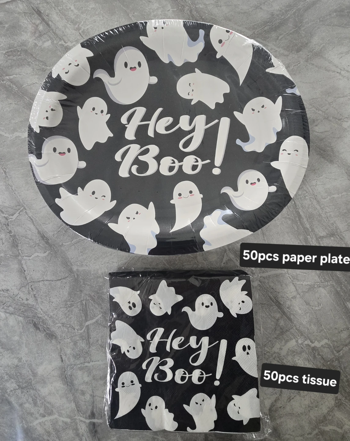 Halloween Ghost 12" Paper Plates + Napkins