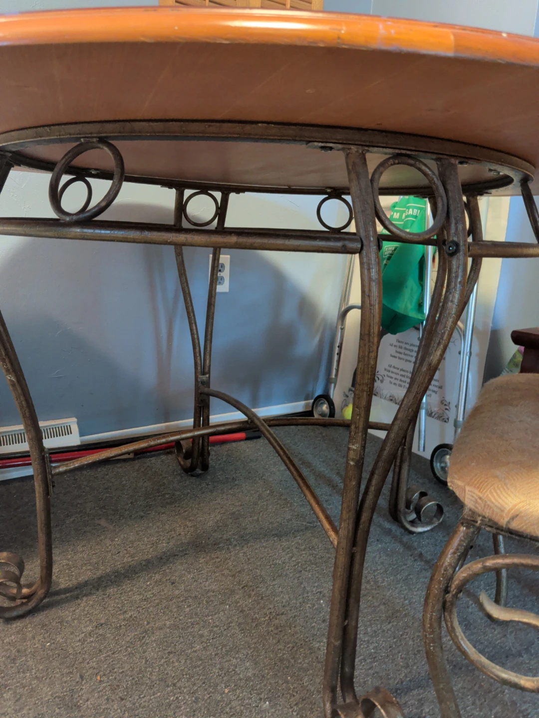 Round Wood Dining Table with Metal Base - photo 3