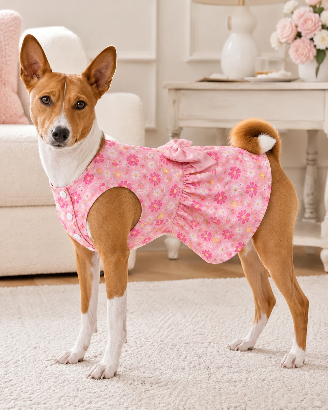 New Pink Floral Dog Dress with Bow - photo 2