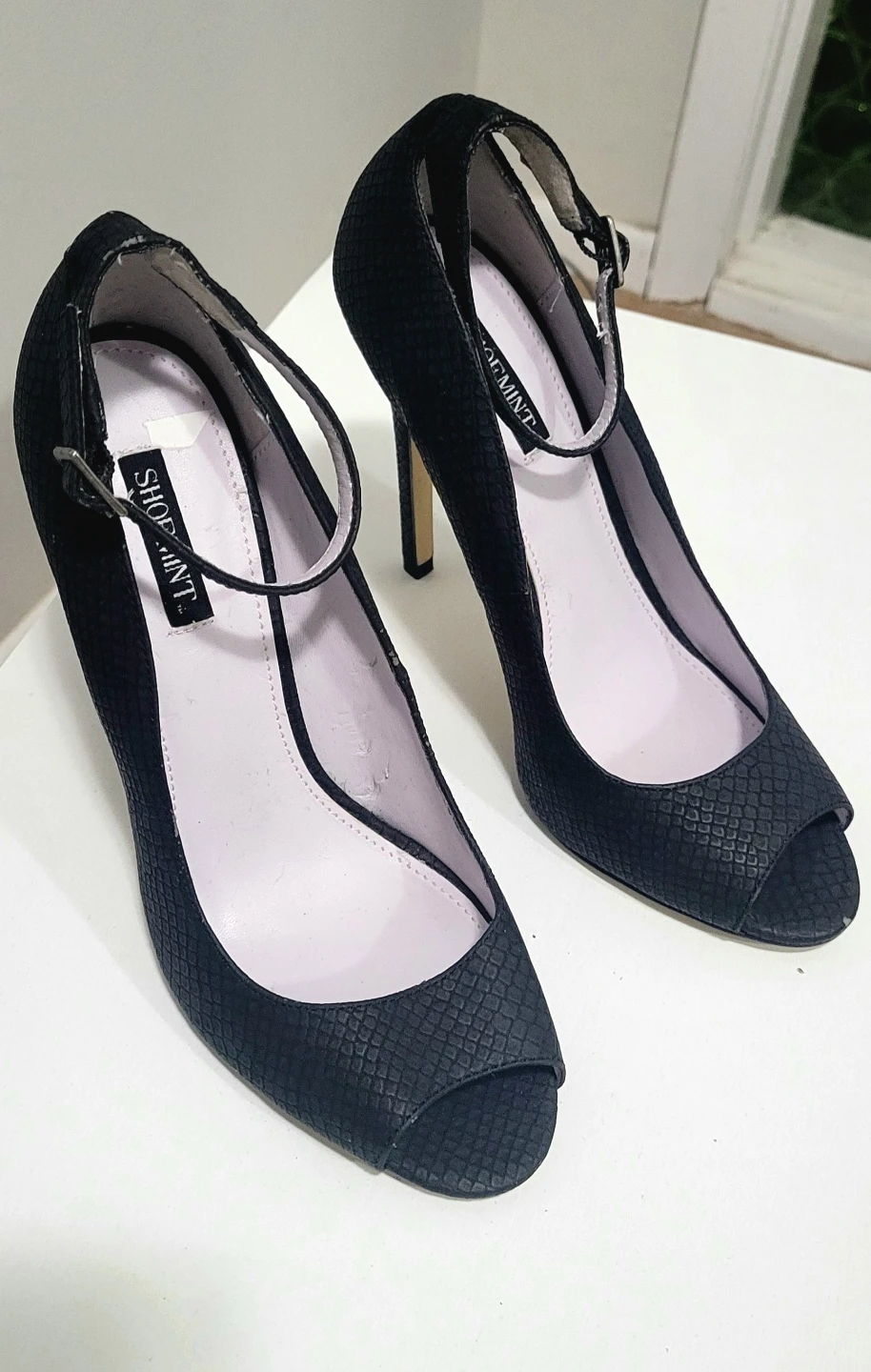 ShoeMint Black Peep-Toe Heels with Ankle Strap - photo 4
